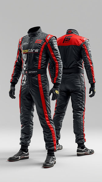 GKS-V2  Black and Red Custom Go Kart Racing Suit