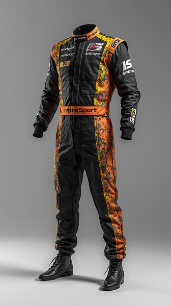 GKS-V2 Black and Orange Full Print Custom Go Kart Racing Suit