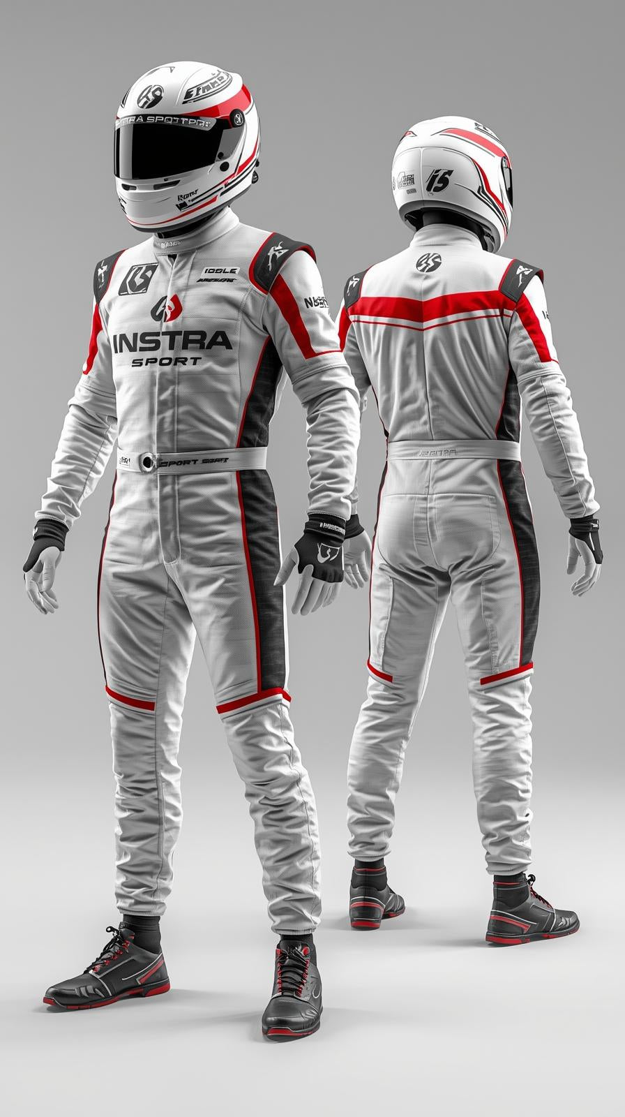 GKS-V2 White, Black and Red Custom Go Kart Racing Suit