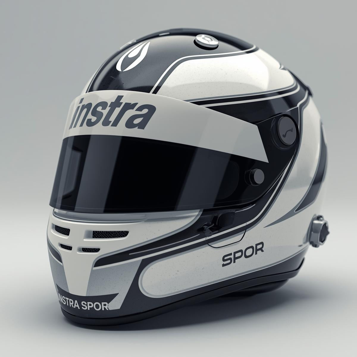 White and Black Karting Helmet