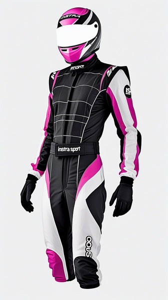 GKS-V2 Woman White, Black and Pink - Custom Go Kart Racing Suit
