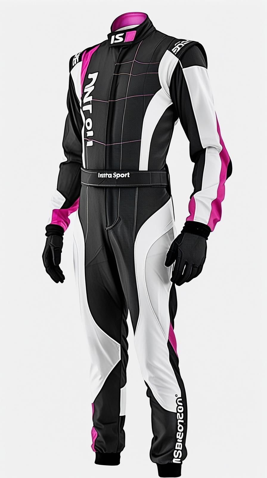 GKS-V2 Woman White, Black and Pink - Custom Go Kart Racing Suit