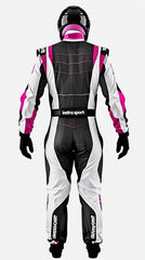 GKS-V2 Woman White, Black and Pink - Custom Go Kart Racing Suit